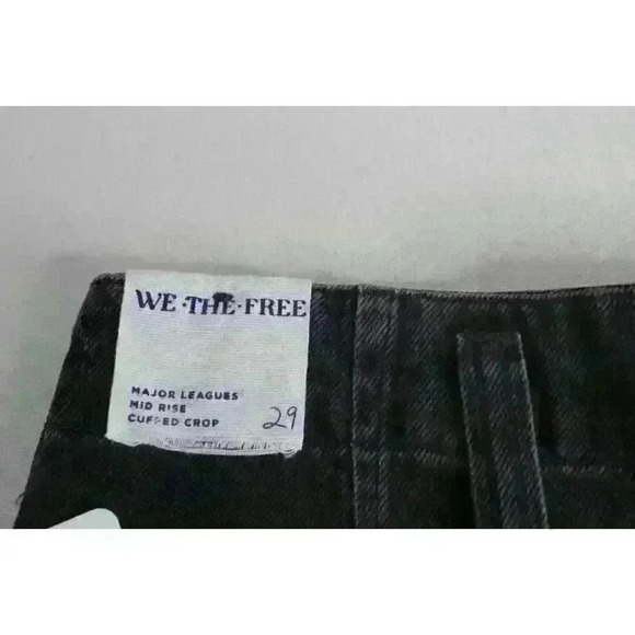Free People We The Free Black Major Leagues Mid-Rise‎ Cuffed Jeans Size 29 NWT - Picture 14 of 16